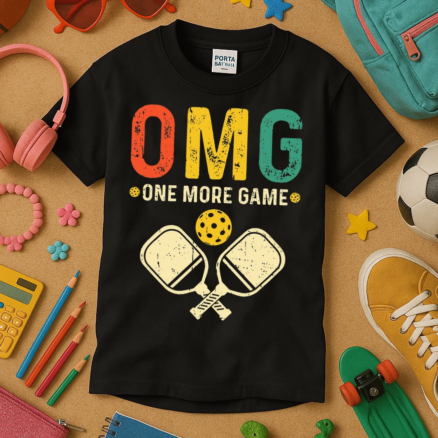 Pickleball One More Game Pickleball Player Kids T-Shirt