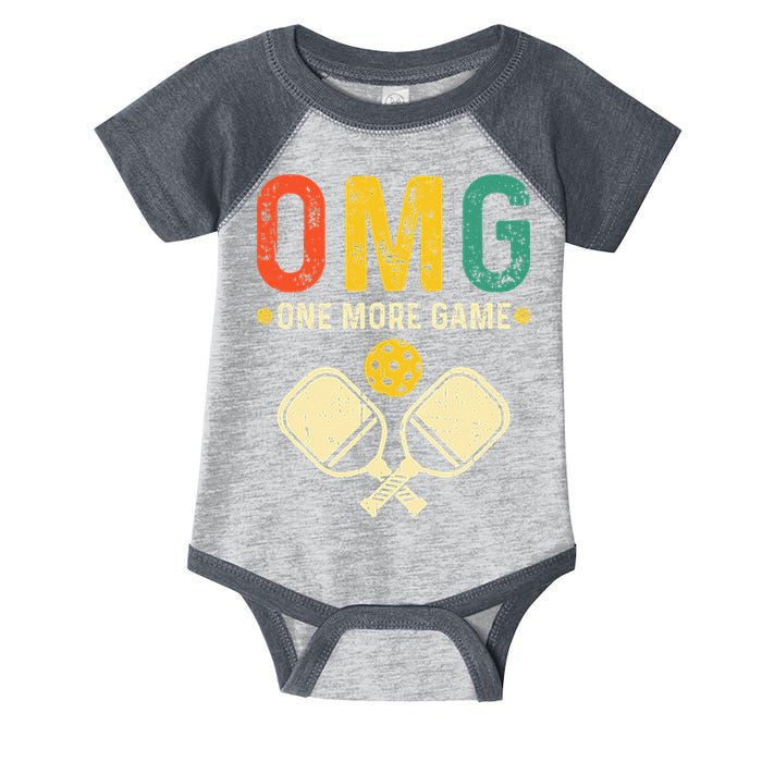 Pickleball One More Game Pickleball Player Infant Baby Jersey Bodysuit