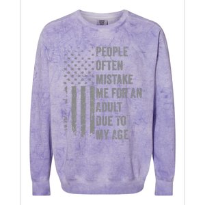 People Often Mistake Me For An Adult Due To My Age Colorblast Crewneck Sweatshirt