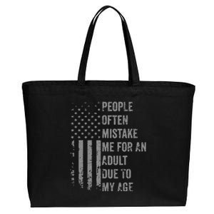 People Often Mistake Me For An Adult Due To My Age Cotton Canvas Jumbo Tote