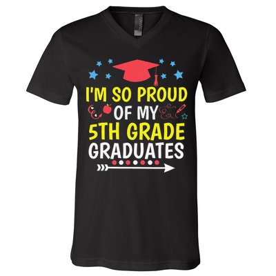 Proud Of My 5th Grade Graduates Last Day School for Teacher V-Neck T-Shirt