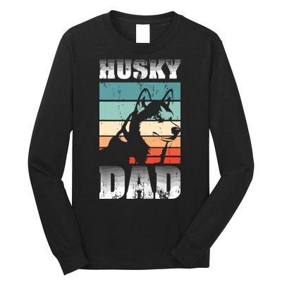 Pet Owner Men Husky Dad Fathers Day Dog Animal Retro Husky Long Sleeve Shirt