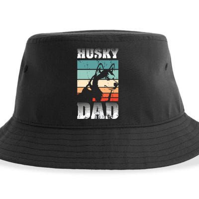 Pet Owner Men Husky Dad Fathers Day Dog Animal Retro Husky Sustainable Bucket Hat