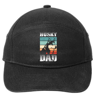 Pet Owner Men Husky Dad Fathers Day Dog Animal Retro Husky 7-Panel Snapback Hat