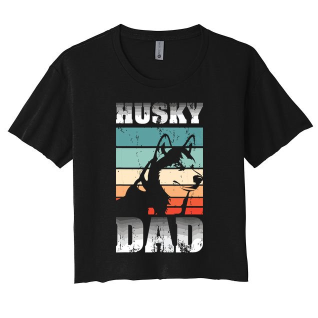 Pet Owner Men Husky Dad Fathers Day Dog Animal Retro Husky Crop Top