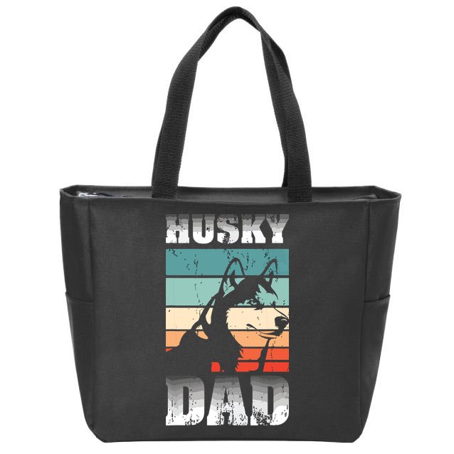 Pet Owner Men Husky Dad Fathers Day Dog Animal Retro Husky Zip Tote Bag