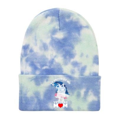 Proud Of My Veteran Mom Patriotic Vintage U S Military Great Gift Tie Dye 12in Knit Beanie