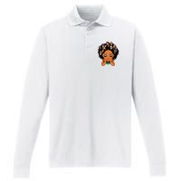 Proud Of My Roots Bhm Black Pride Black Melanin Girl Performance Long Sleeve Polo