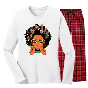 Proud Of My Roots Bhm Black Pride Black Melanin Girl Women's Long Sleeve Flannel Pajama Set 