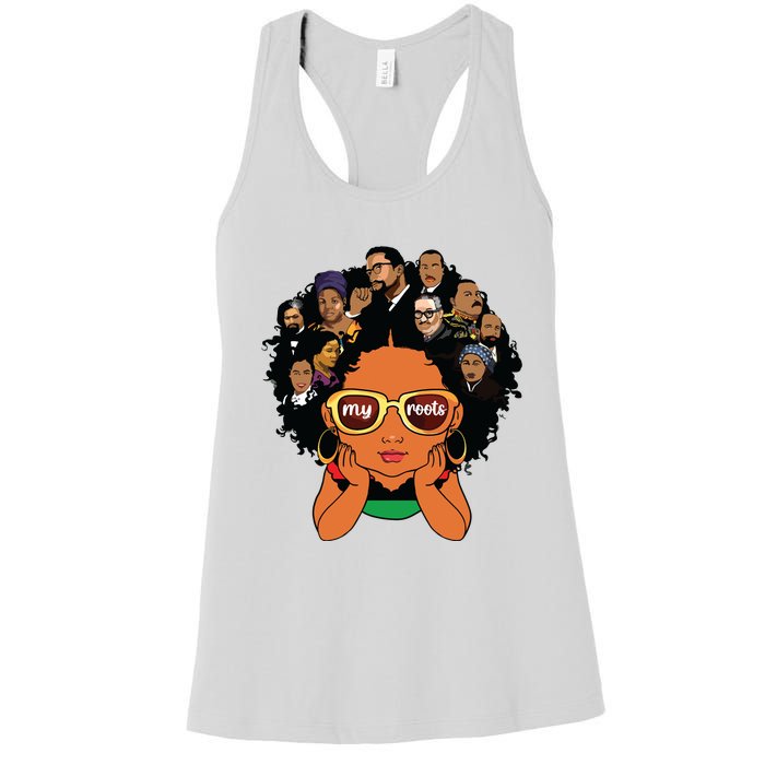 Proud Of My Roots Bhm Black Pride Black Melanin Women's Racerback Tank