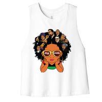 Proud Of My Roots Bhm Black Pride Black Melanin Women's Racerback Cropped Tank