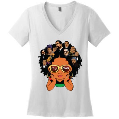 Proud Of My Roots Bhm Black Pride Black Melanin Women's V-Neck T-Shirt