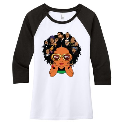 Proud Of My Roots Bhm Black Pride Black Melanin Women's Tri-Blend 3/4-Sleeve Raglan Shirt