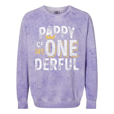 Pappy Of Mr Onederful 1st Birthday First OneDerful Matching Colorblast Crewneck Sweatshirt