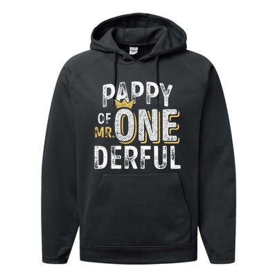 Pappy Of Mr Onederful 1st Birthday First OneDerful Matching Performance Fleece Hoodie