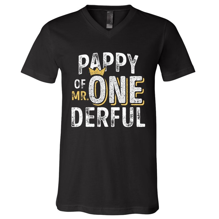 Pappy Of Mr Onederful 1st Birthday First OneDerful Matching V-Neck T-Shirt