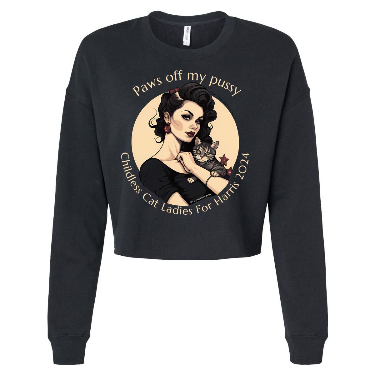 Paws Off My Pussy Childless Cat Ladies For Harris 2024 Cropped Pullover Crew