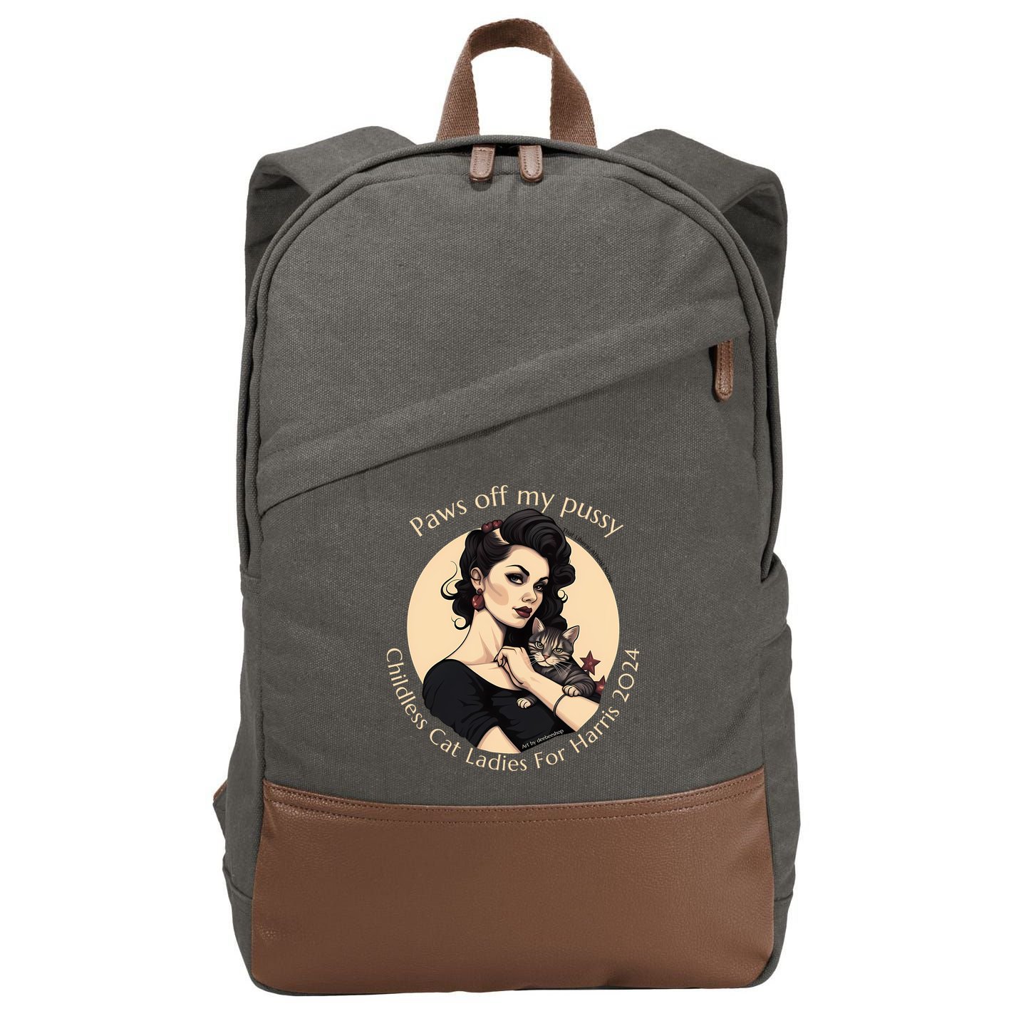 Paws Off My Pussy Childless Cat Ladies For Harris 2024 Cotton Canvas Backpack