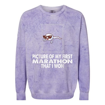 Picture Of My First Marathon That I Won Funny Sperm Colorblast Crewneck Sweatshirt