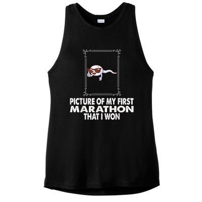 Picture Of My First Marathon That I Won Funny Sperm Ladies PosiCharge Tri-Blend Wicking Tank