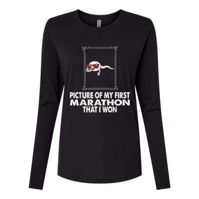 Picture Of My First Marathon That I Won Funny Sperm Womens Cotton Relaxed Long Sleeve T-Shirt