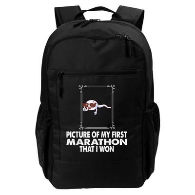 Picture Of My First Marathon That I Won Funny Sperm Daily Commute Backpack