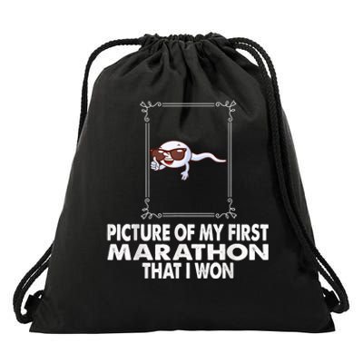 Picture Of My First Marathon That I Won Funny Sperm Drawstring Bag