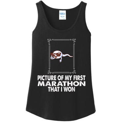 Picture Of My First Marathon That I Won Funny Sperm Ladies Essential Tank