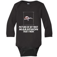 Picture Of My First Marathon That I Won Funny Sperm Baby Long Sleeve Bodysuit