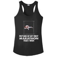 Picture Of My First Marathon That I Won Funny Sperm Ladies PosiCharge Competitor Racerback Tank