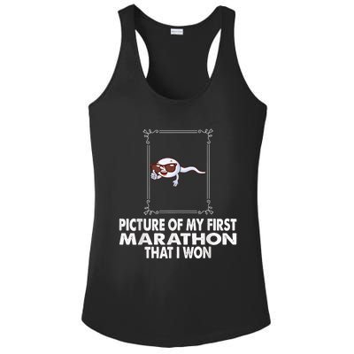 Picture Of My First Marathon That I Won Funny Sperm Ladies PosiCharge Competitor Racerback Tank