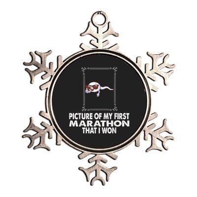 Picture Of My First Marathon That I Won Funny Sperm Metallic Star Ornament