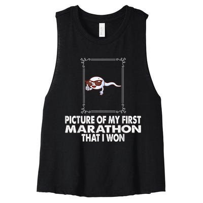 Picture Of My First Marathon That I Won Funny Sperm Women's Racerback Cropped Tank