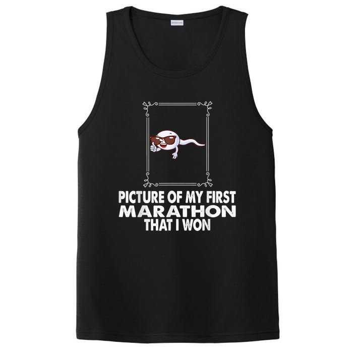 Picture Of My First Marathon That I Won Funny Sperm PosiCharge Competitor Tank