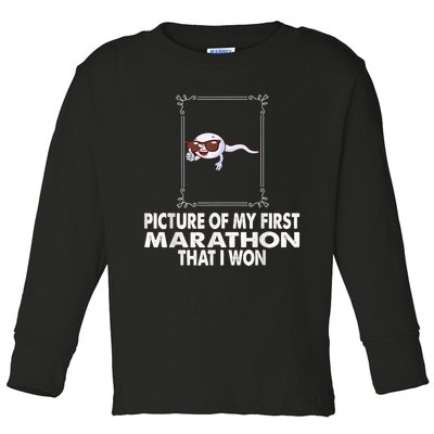 Picture Of My First Marathon That I Won Funny Sperm Toddler Long Sleeve Shirt