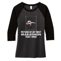 Picture Of My First Marathon That I Won Funny Sperm Women's Tri-Blend 3/4-Sleeve Raglan Shirt