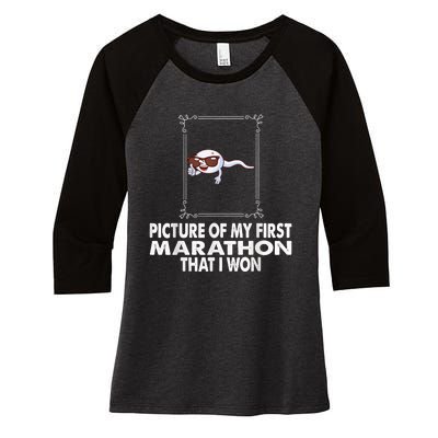 Picture Of My First Marathon That I Won Funny Sperm Women's Tri-Blend 3/4-Sleeve Raglan Shirt