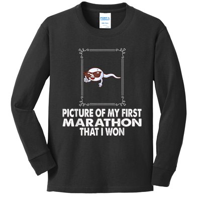 Picture Of My First Marathon That I Won Funny Sperm Kids Long Sleeve Shirt