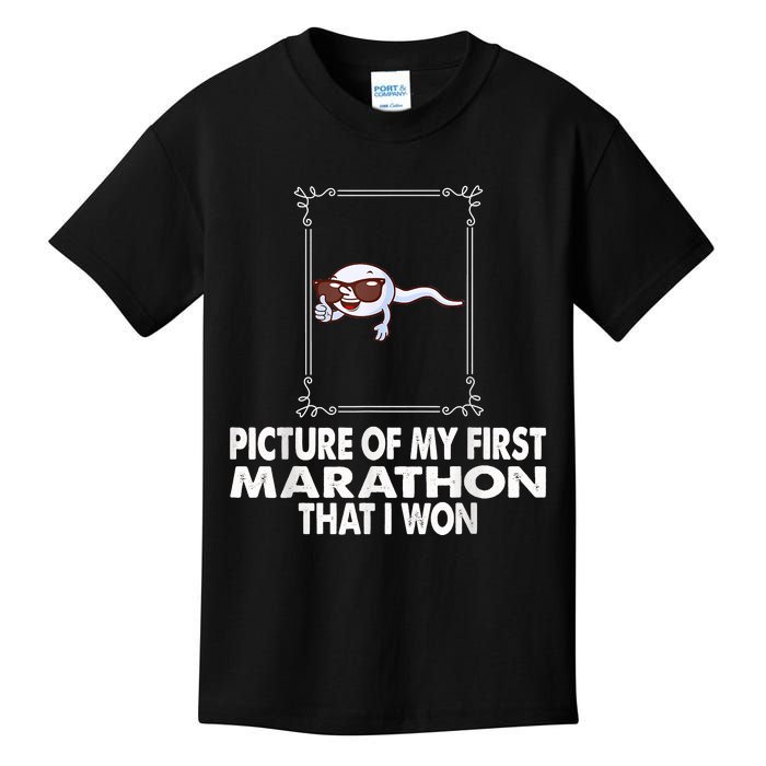 Picture Of My First Marathon That I Won Funny Sperm Kids T-Shirt