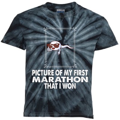 Picture Of My First Marathon That I Won Funny Sperm Kids Tie-Dye T-Shirt