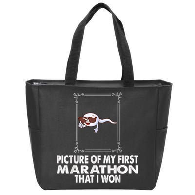 Picture Of My First Marathon That I Won Funny Sperm Zip Tote Bag