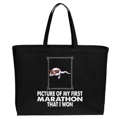 Picture Of My First Marathon That I Won Funny Sperm Cotton Canvas Jumbo Tote