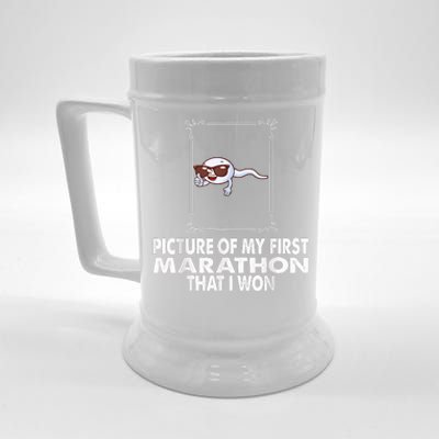 Picture Of My First Marathon That I Won Funny Sperm Beer Stein