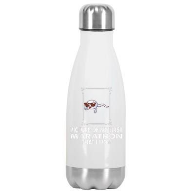 Picture Of My First Marathon That I Won Funny Sperm Stainless Steel Insulated Water Bottle