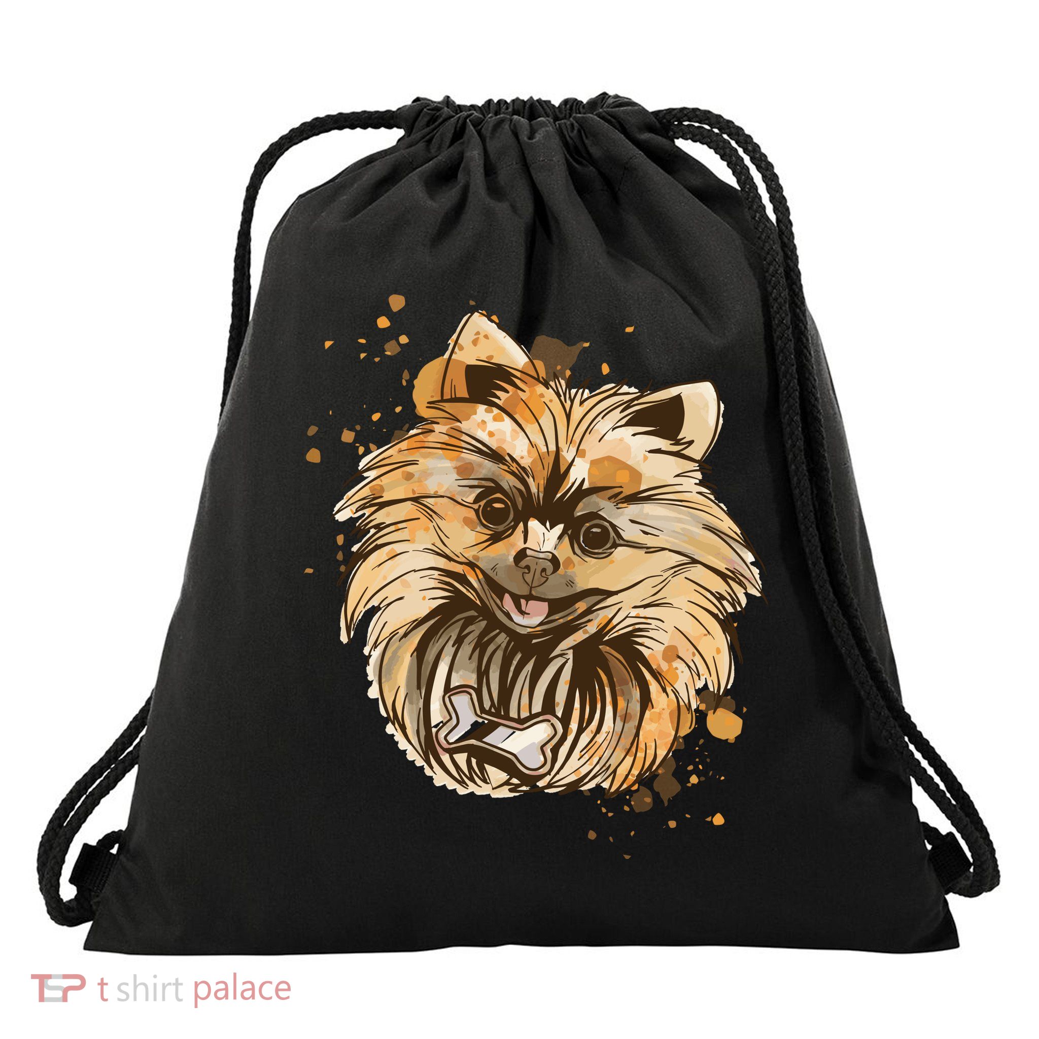 Pomeranian Dog Drawstring Bag