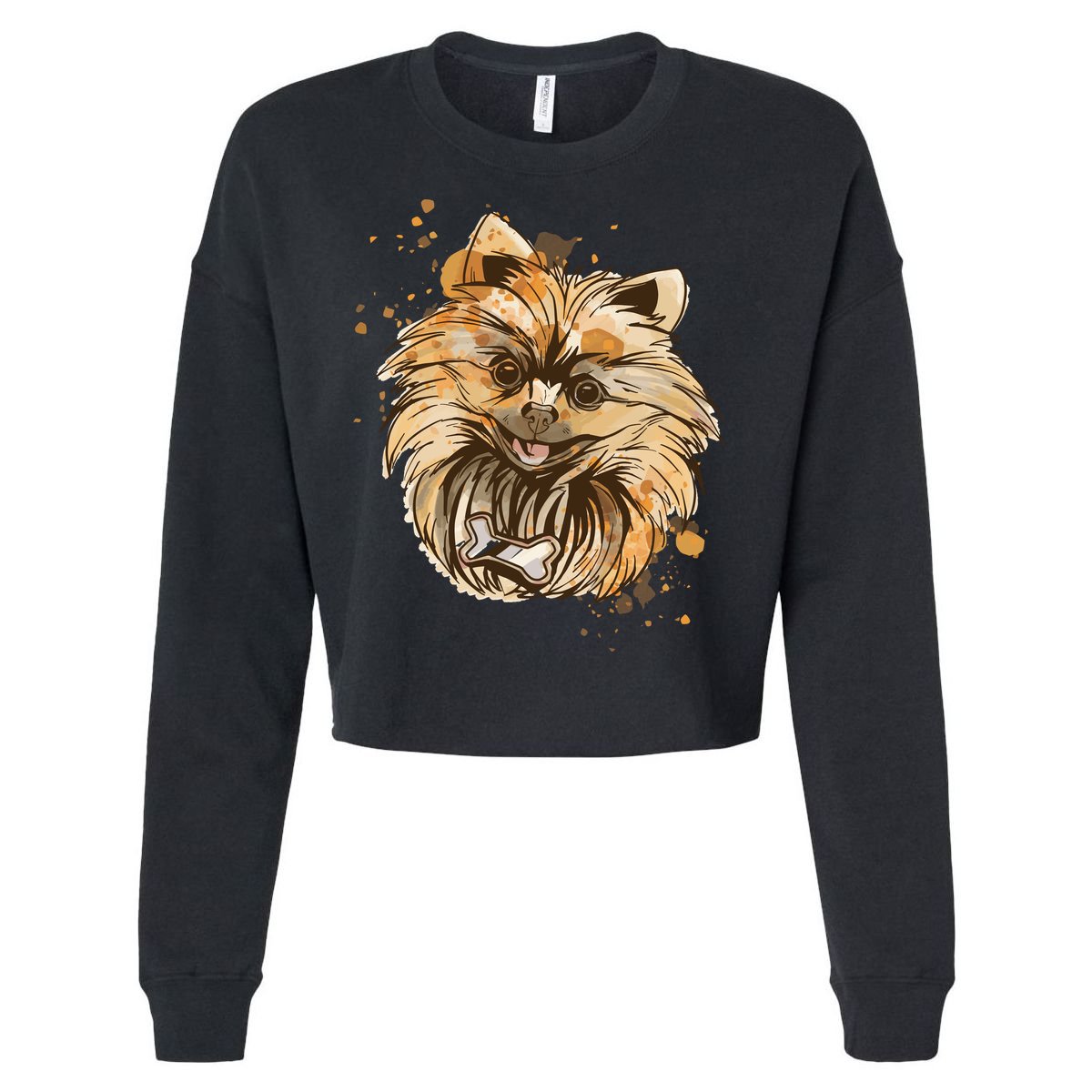 Pomeranian Dog Cropped Pullover Crew