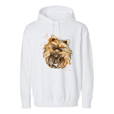 Pomeranian Dog Garment-Dyed Fleece Hoodie