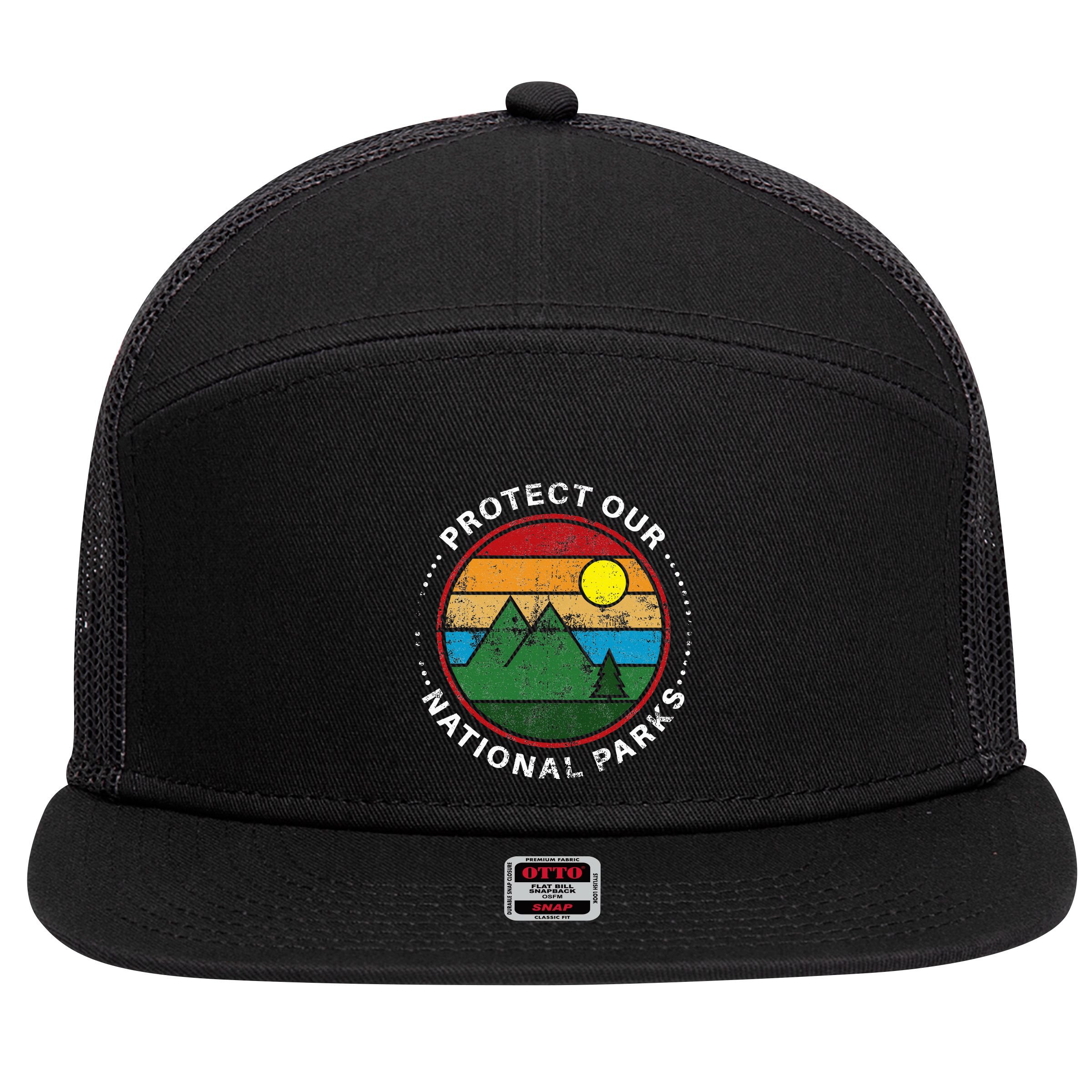 Protect Our National Parks Nature Lover National Parks 7 Panel Mesh Trucker Snapback Hat