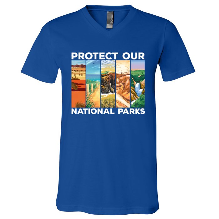 Protect Our National Parks Camping Nature Hiking Outdoor Gift V-Neck T-Shirt