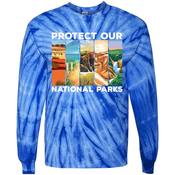 Protect Our National Parks Camping Nature Hiking Outdoor Gift Tie-Dye Long Sleeve Shirt